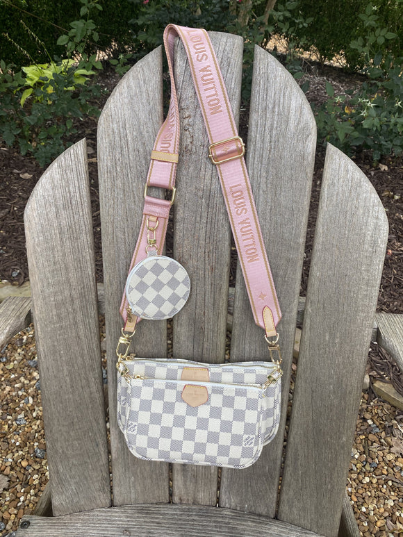 PRE-ORDER Lauren White Natalie Print Duo Pink Strap Bag