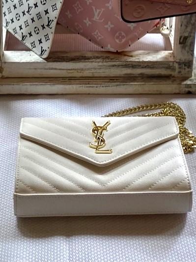 Sutton White Crossbody with Gold Logo