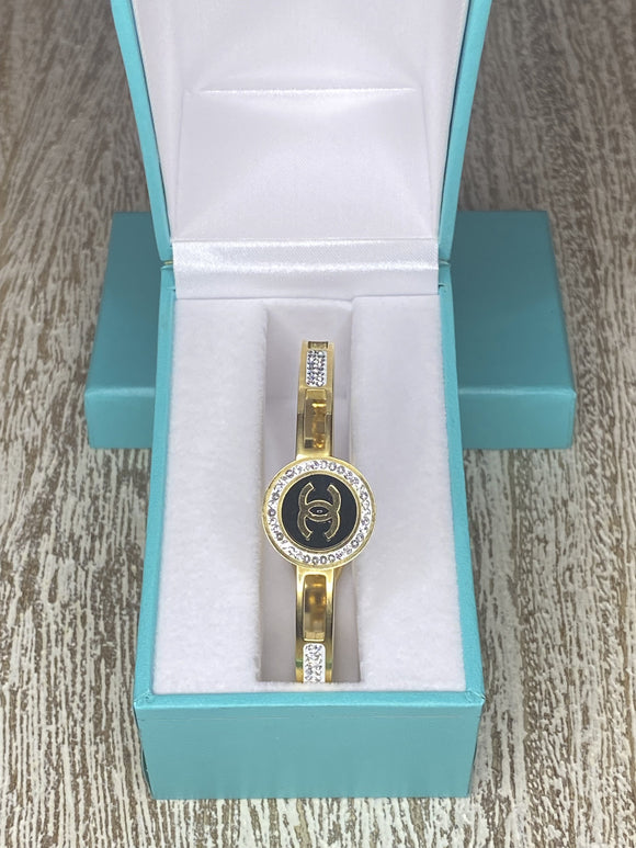 Chloe Gold Bling with Black Logo Bracelet