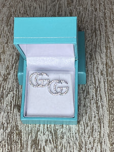 Gracie Silver Logo Bling Earrings