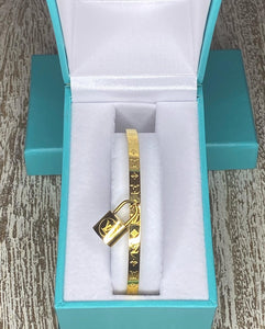 Lauren Gold Bangle Bracelet with Lock