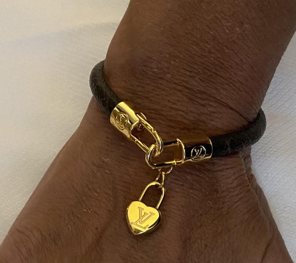 Lauren Brown Logo with Gold Heart Bracelet